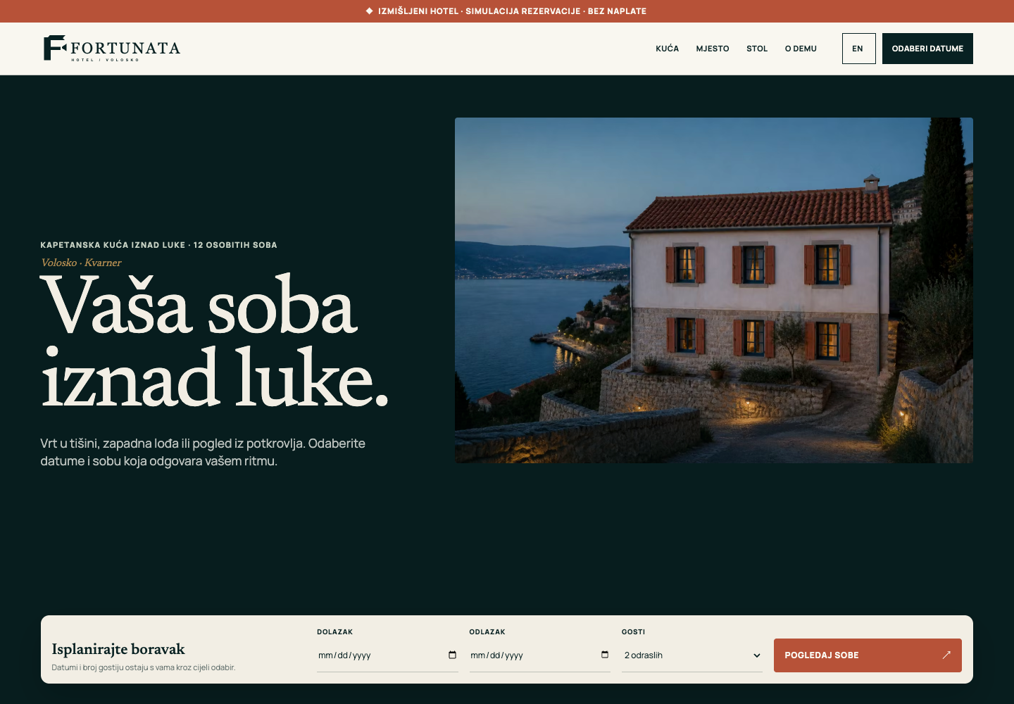 Hotel Fortunata — existing product screen